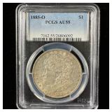 1885-O Silver Morgan Dollar AU55 PCGS