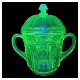 Antique anchor Hoking uranium glass sugar dish >