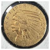 1908 $5 Gold Indian Head VF