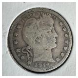 1916-D Silver Barber Quarter