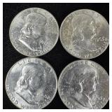 (4) Uncirculated Silver Franklin Half-Dollars