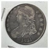 1831 Silver Capped Bust Half-Dollar VF