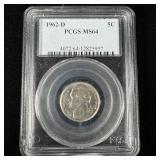 1962-d Jefferson Nickel PCGS MS64