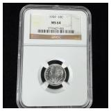 1959 silver Roosevelt Dime NGC MS64