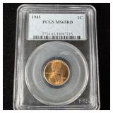 1945 Wheat Penny PCGS MS65RD