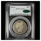 1892-S Silver Barber Quarter PCGS AG3