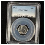 1962 silver Roosevelt Dime PCGS PR65