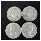 (4) Silver Washington Quarters