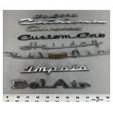 Vintage car emblems Bel-Air, custom cab, Impala, >