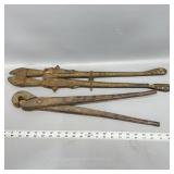 Antique bolt cutters and square nut wrench