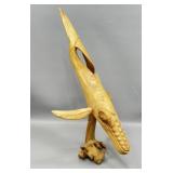 Hand carved whale sculpture 18" T >