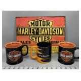 (3) Harley Davidson coffee mugs, Sales & Service >