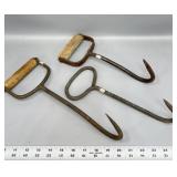 (3) vintage hay hooks