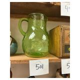 Vintage Green Glass Pitcher