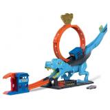 Hot Wheels City Toy Car Track Set, T-Rex Chomp Dow