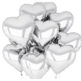 Silver Heart Balloons 12 PACK Metallic Valentines