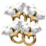 4pcs Diamond Engagement Ring Mylar Balloons, Marri