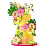 25 PCS Flower Cake Topper Hawaiian Cake Decoration