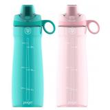 Pogo 32oz Plastic Resuable Water Bottle 2-Pack wit