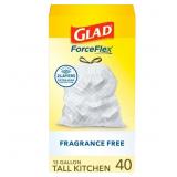 Glad ForceFlex Tall Kitchen Drawstring Trash Bags,