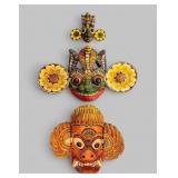 (3) CARVED SRI LANKEN RAKSHA MASKS