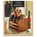 Wooden Bottle Caddy w/ Opener - New