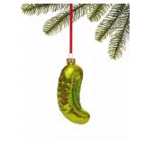 Pair of Festive 3.6" Glass Pickle Ornaments