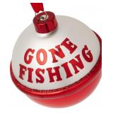 3 Glass Gone Fishing Bobber Ornament - New