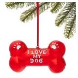 Red Glass Best Friends Bone Ornament - New