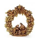 Golden Wreath Holy Family Figurine - New