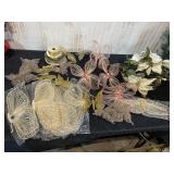 Butterfly decorations & Poinsettias & ribbon