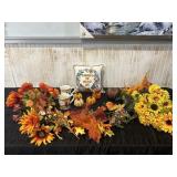 Fall picks, flowers, mugs, pumpkins & pillow