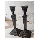 Pair Antique Bronze Candlestick Holder