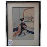 Antiq. Orig. Japanese Wood Block Print Geisha Girl