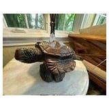 Hand Carved Turtle on Cypress Base