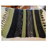 Hand Crotchet Baby Blanket Green & Black