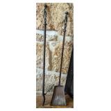 2 Pc. Hand Wrought Mizner Style Fireplace Set