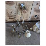 8 Arm Chandelier w/ Shade Gold & Silver Tone