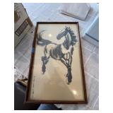 Framed Japanese Horse, Ink Stamped