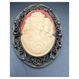 Big cameo brooch. Stamped made in Czechoslovakia