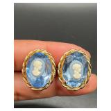 Vintage Coro Cameo Screw Back Earrings