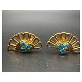 Vintage screw back earrings with blue rhinestones