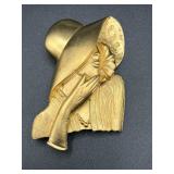 Vintage JJ 1988 Pin Brooch Gold Toned Woman In Hat