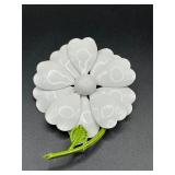 Vintage flower with stem, leaves brooch pin.