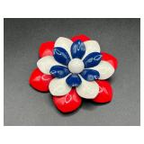 Vintage Patriotic Red White and Blue Daisy Pin