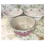 Gibson Roseland Pink enamel bowl, 2 serving bowls