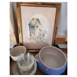 8 PC Lot framed pic. Seving Dishes VTG