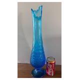 Fenton Pedestal Glass Vase Colonial Blue Hobnail