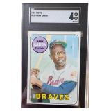 Two Topps 1969 #100 Hank Aaron Cards SGC 5 & 4