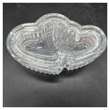 24% LEAD CRYSTAL DOUBLE HEART TRINKET DISH